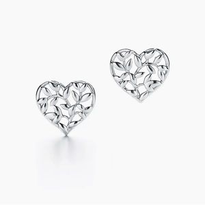 Authentic Tiffany Olive Leaf Heart Earings